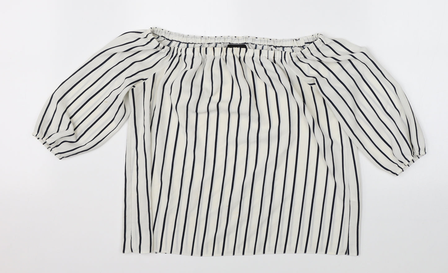 Wallis Womens White Striped  Basic Blouse Size 10