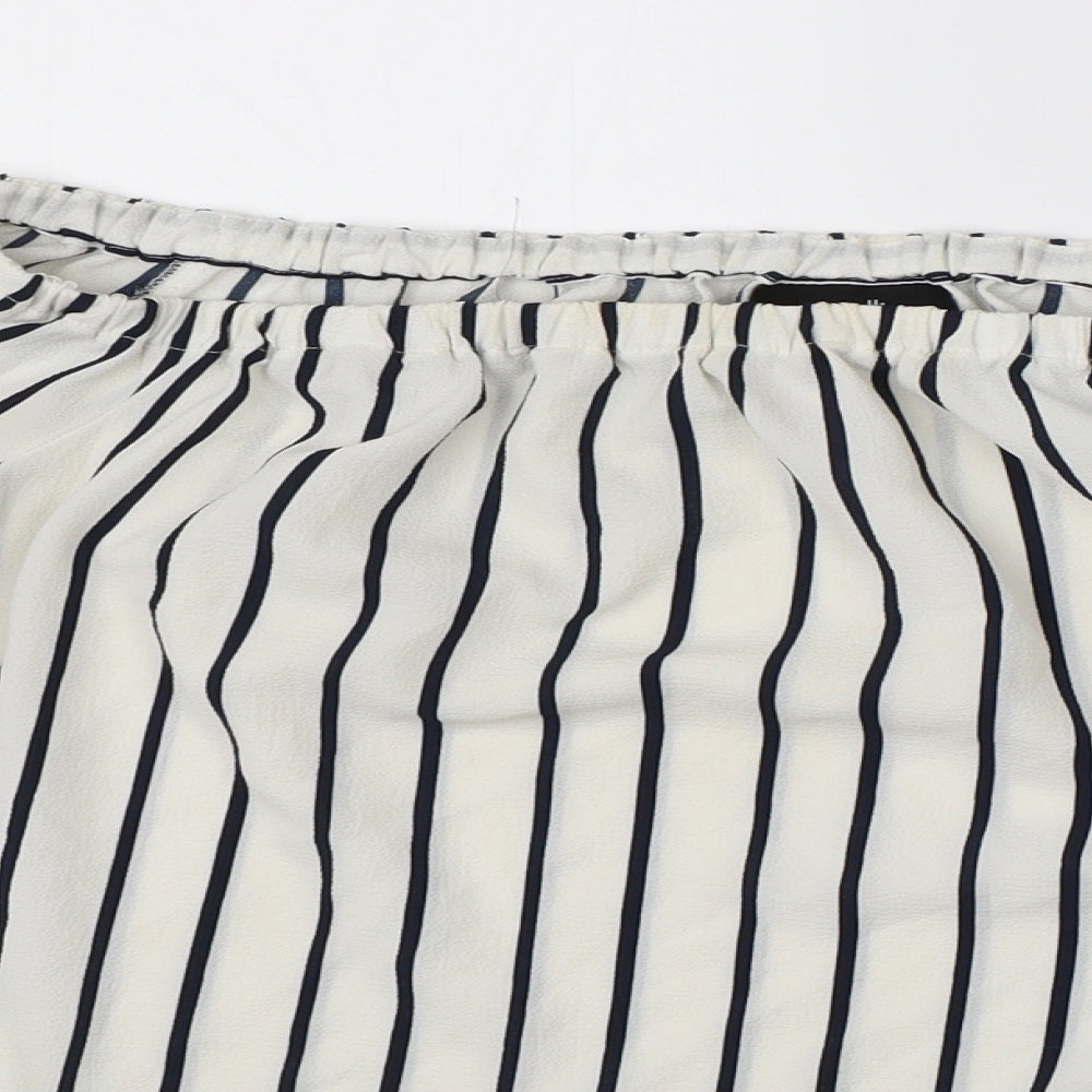 Wallis Womens White Striped  Basic Blouse Size 10