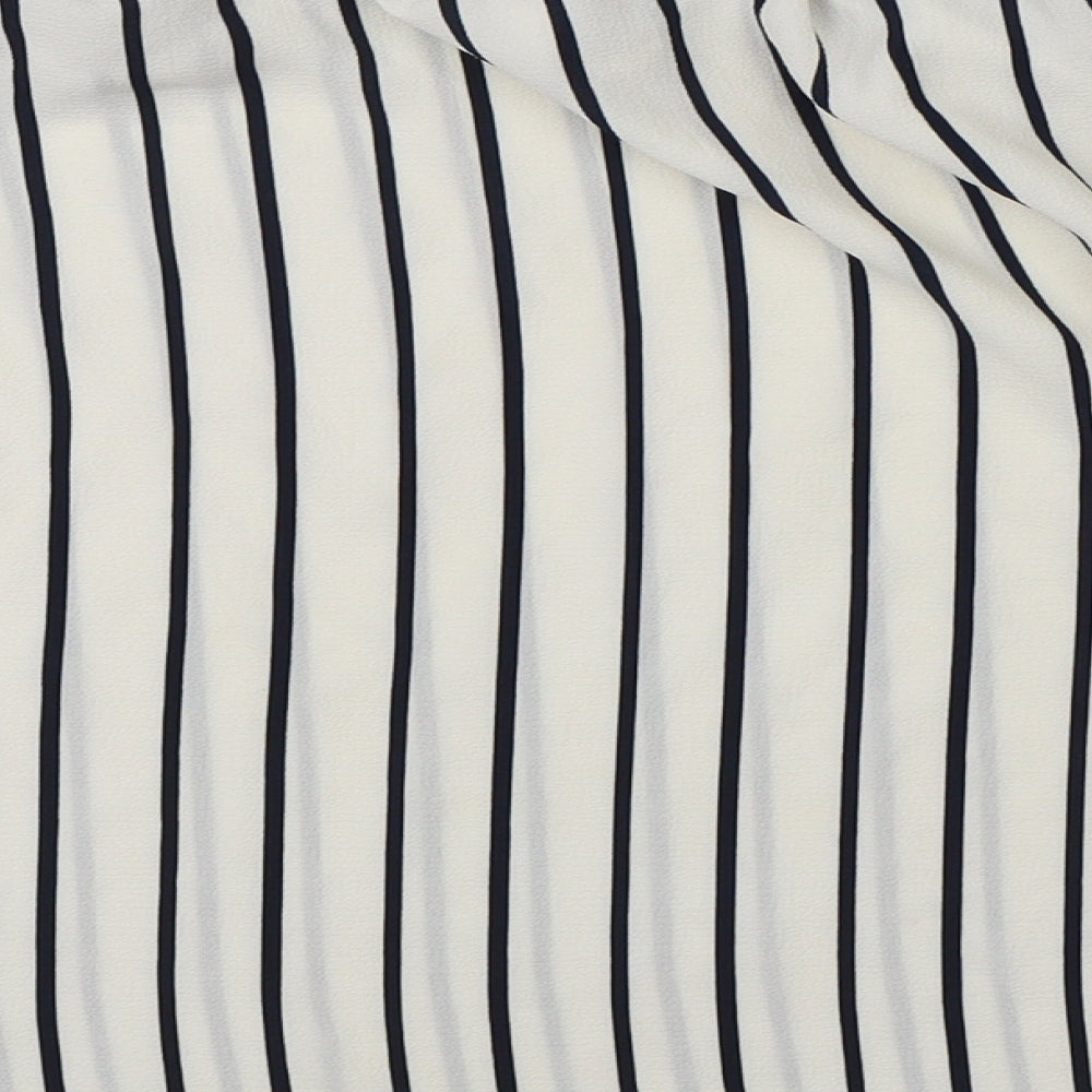 Wallis Womens White Striped  Basic Blouse Size 10