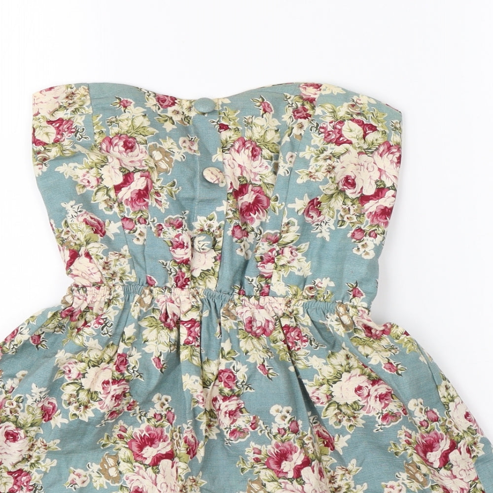 Hearts & Bows Womens Blue Floral  Shift  Size M