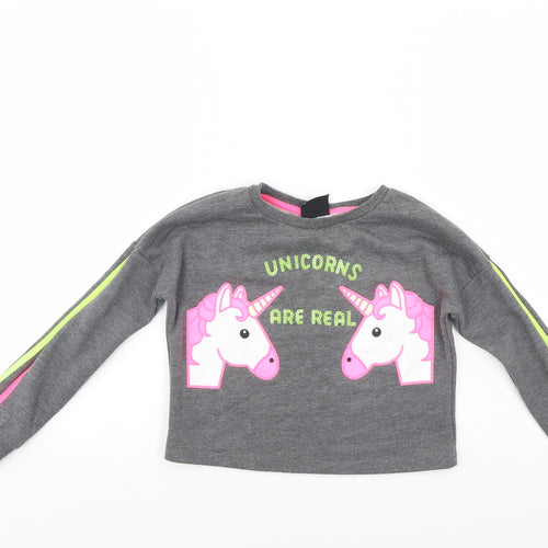 Primark Girls Grey   Pullover Sweatshirt Size 8-9 Years  - cropped