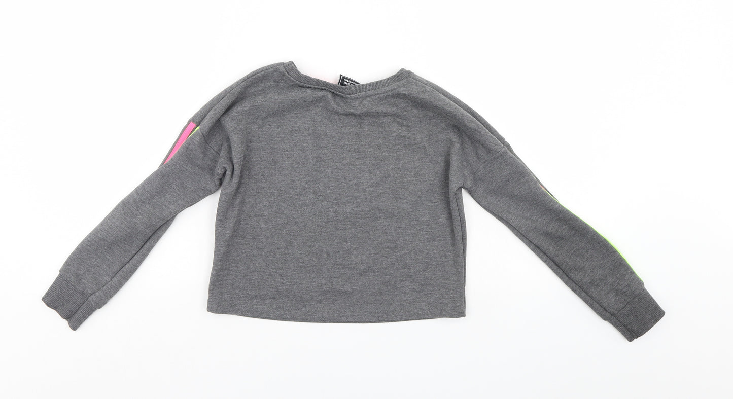 Primark Girls Grey   Pullover Sweatshirt Size 8-9 Years  - cropped