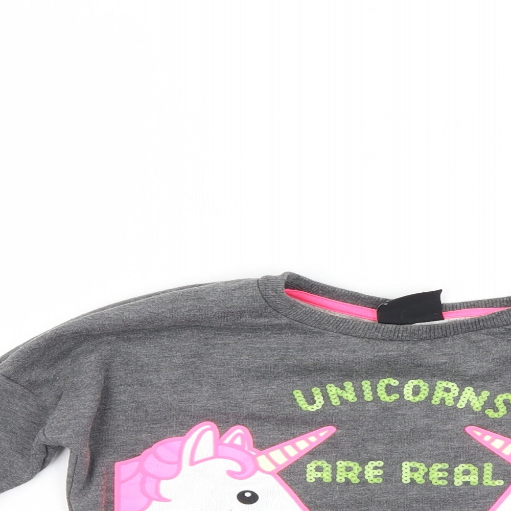 Primark Girls Grey   Pullover Sweatshirt Size 8-9 Years  - cropped