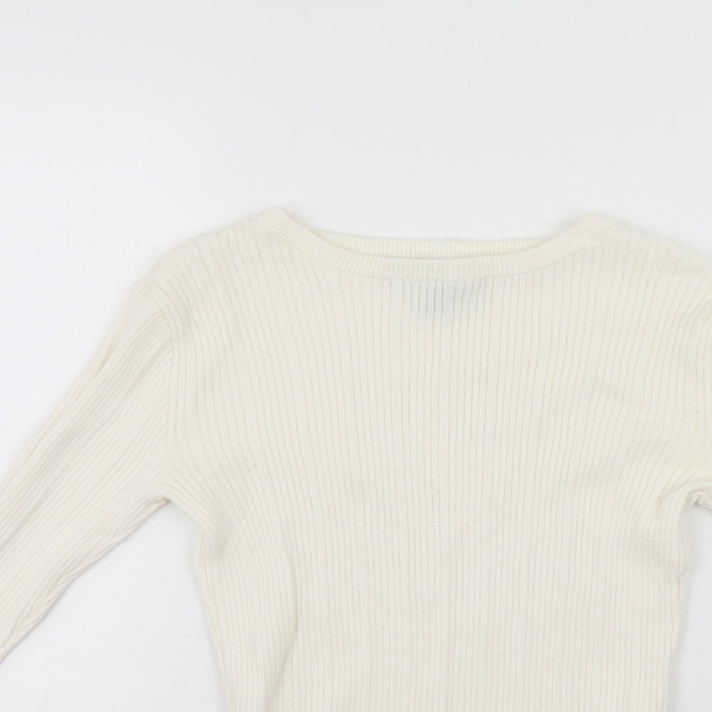 Primark Womens White Striped  Pullover Jumper Size 12