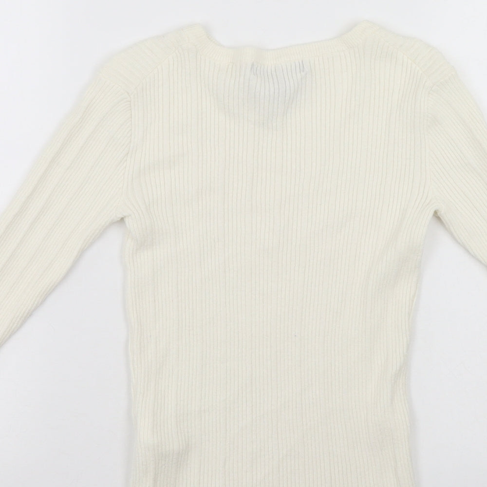 Primark Womens White Striped  Pullover Jumper Size 12