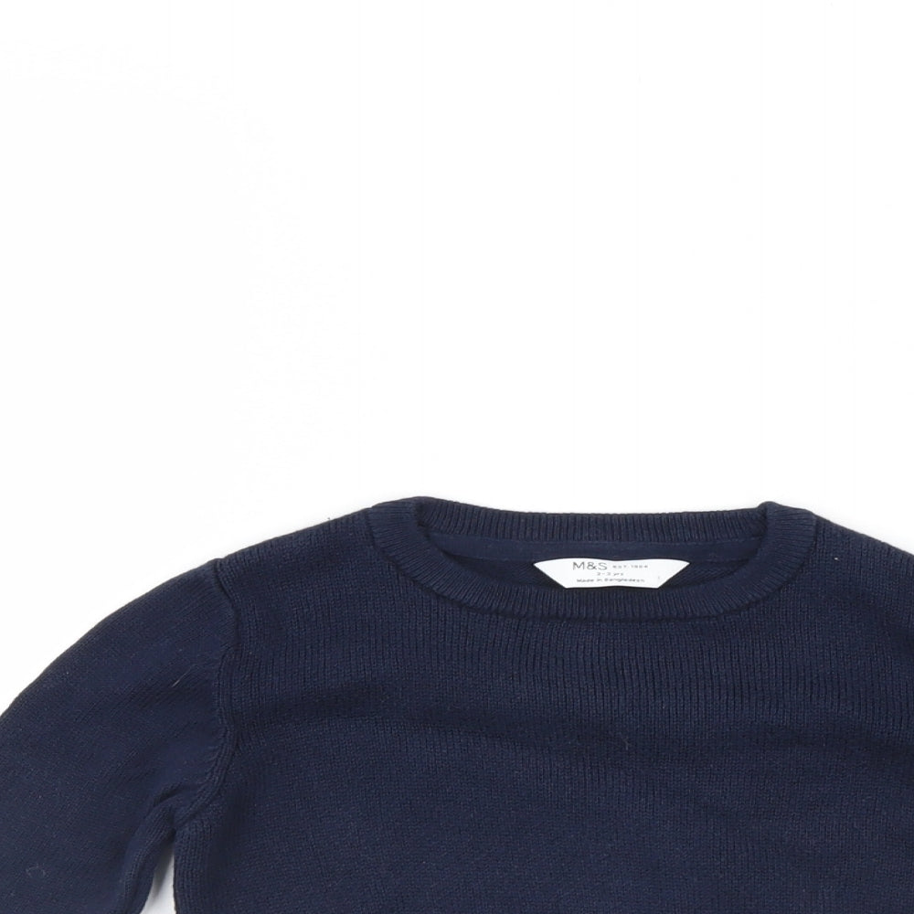 M&S Boys Blue   Pullover Jumper Size 2-3 Years