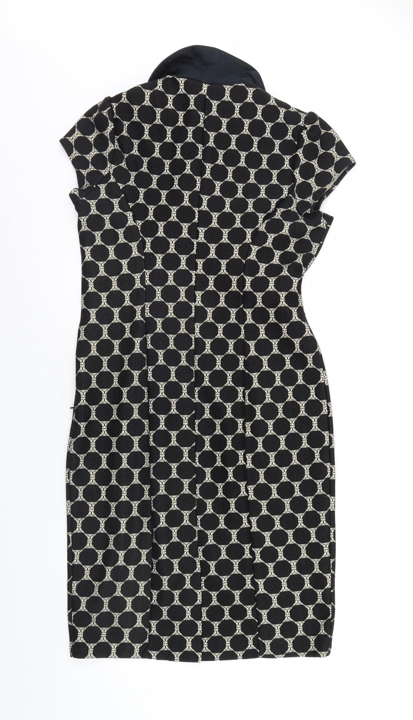 Julien Macdonald Womens Black Polka Dot  Pencil Dress  Size 12
