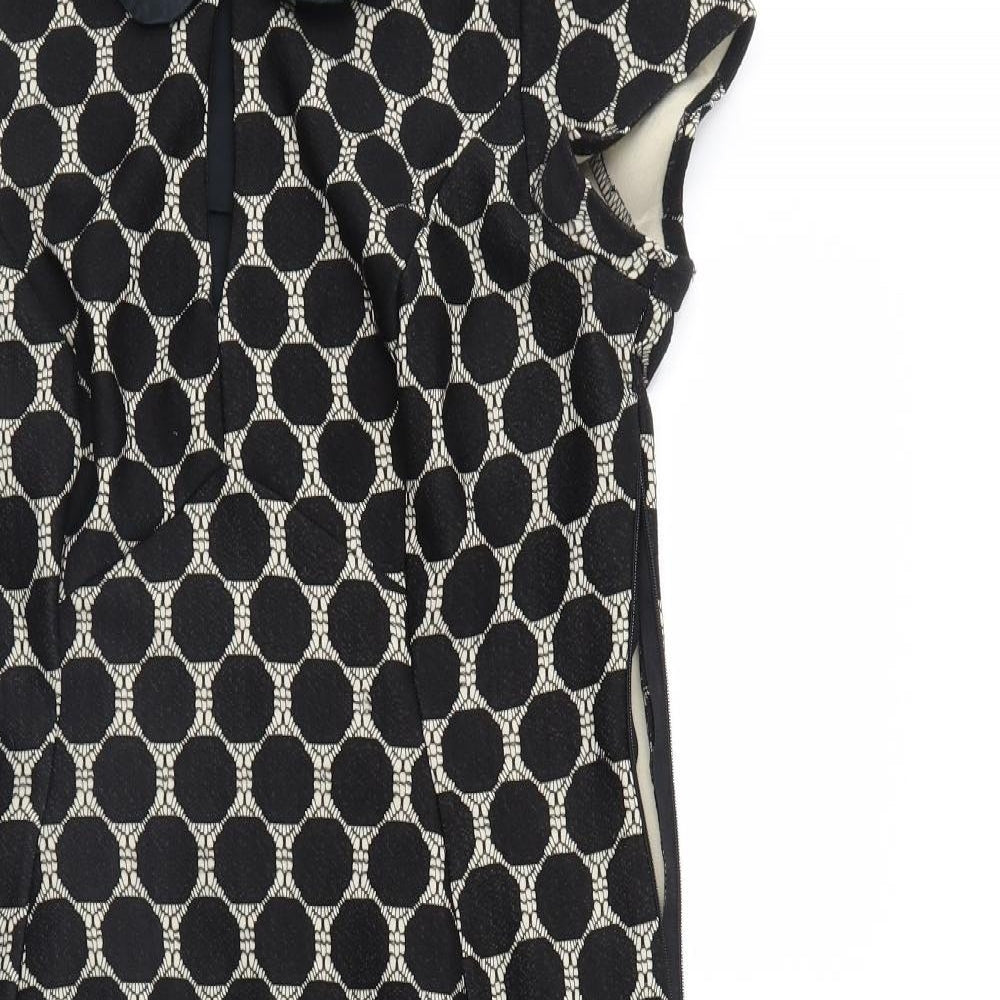 Julien Macdonald Womens Black Polka Dot  Pencil Dress  Size 12