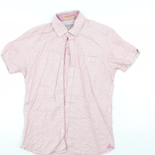 Ted Baker Mens Pink Houndstooth   Button-Up Size S