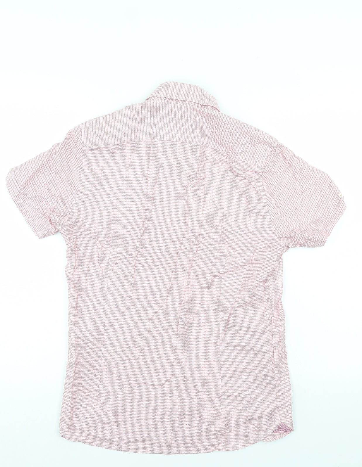 Ted Baker Mens Pink Houndstooth   Button-Up Size S