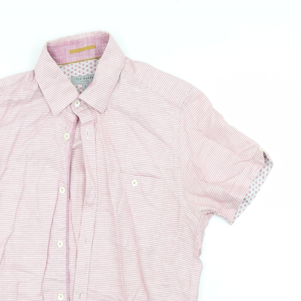 Ted Baker Mens Pink Houndstooth   Button-Up Size S