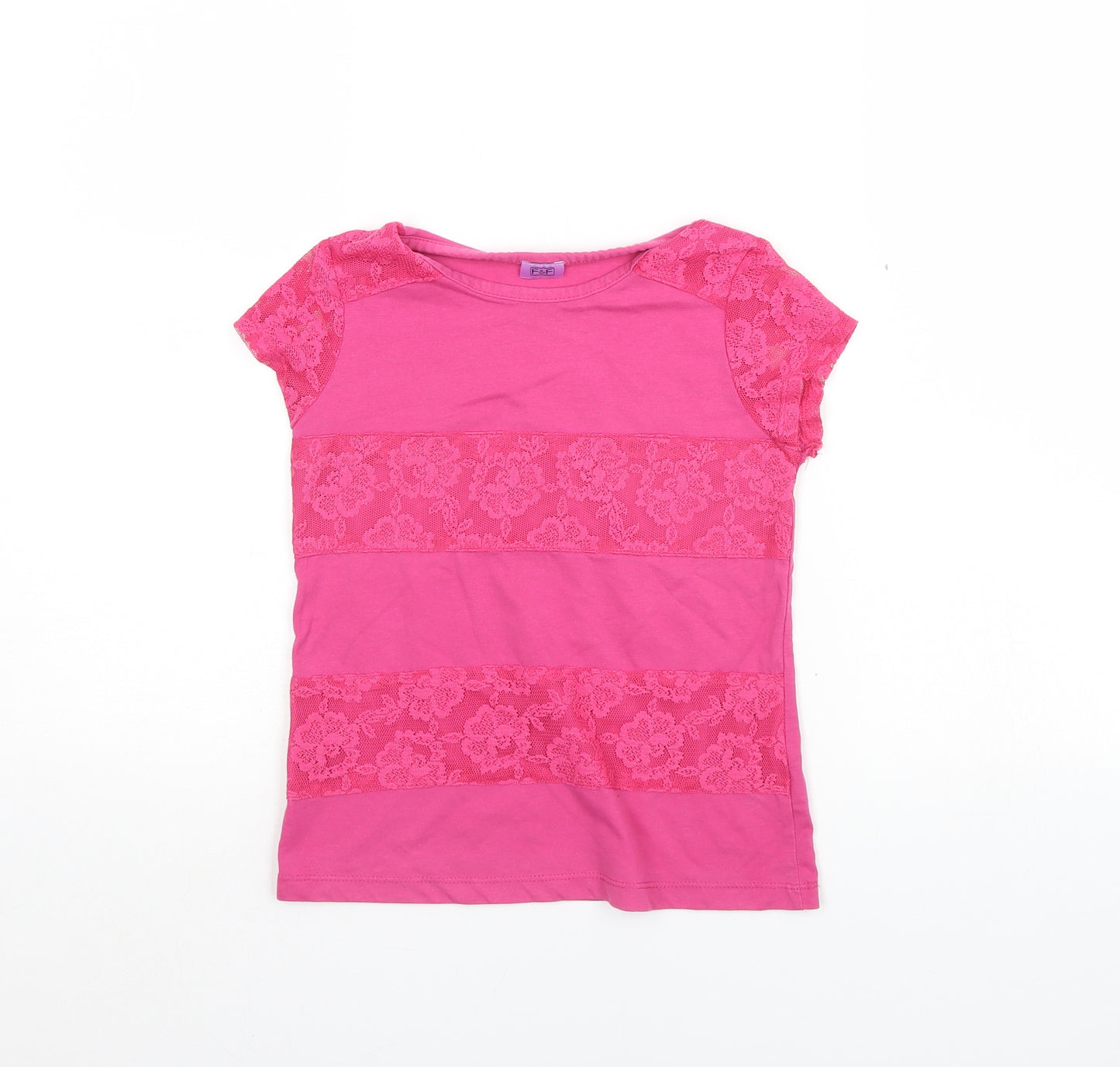 F&F Girls Pink Floral  Basic T-Shirt Size 7-8 Years