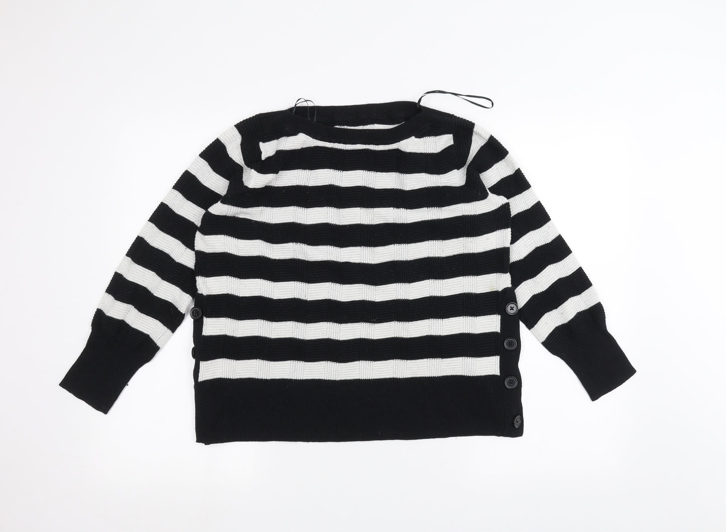 Marks and Spencer Womens Black Striped  Pullover Jumper Size 16