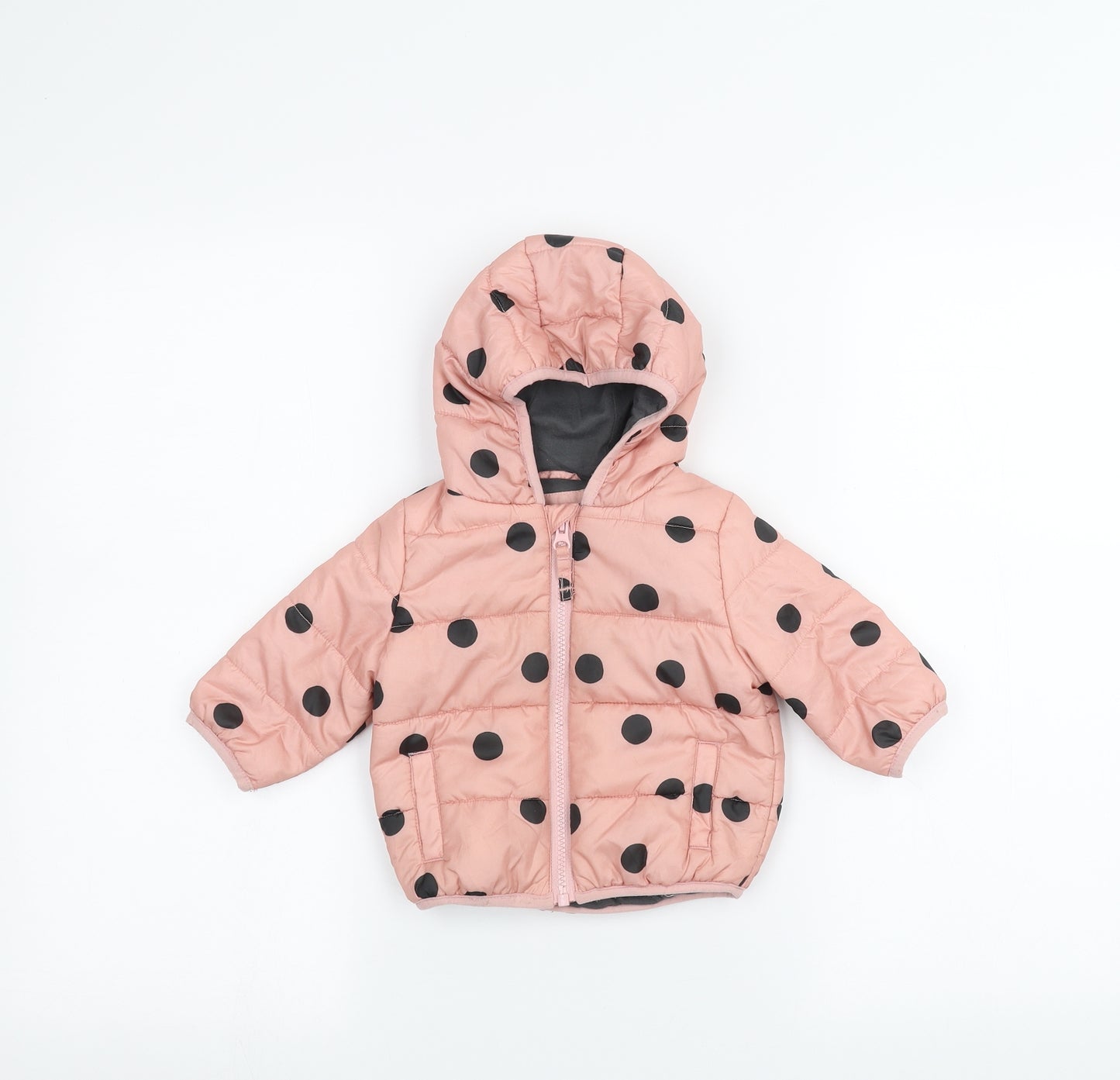 Marks and Spencer Baby Pink Polka Dot  Puffer Jacket Coat Size 3-6 Months