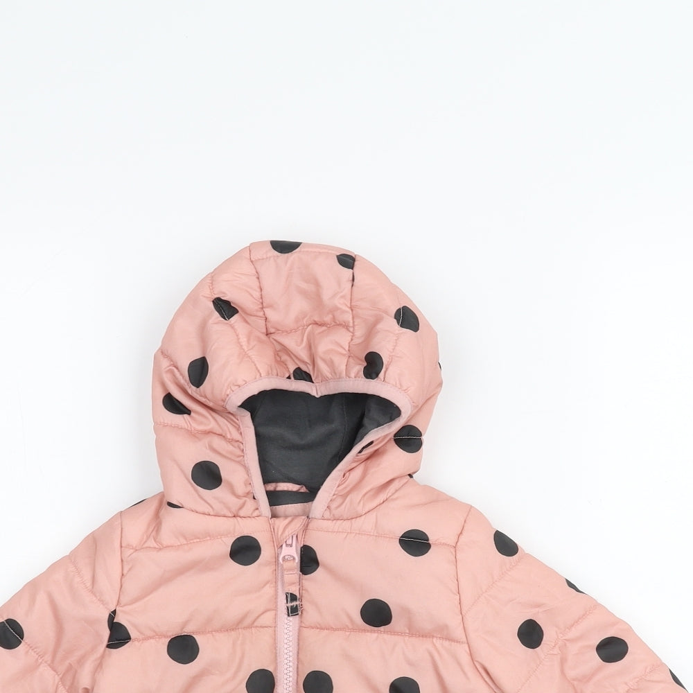 Marks and Spencer Baby Pink Polka Dot  Puffer Jacket Coat Size 3-6 Months