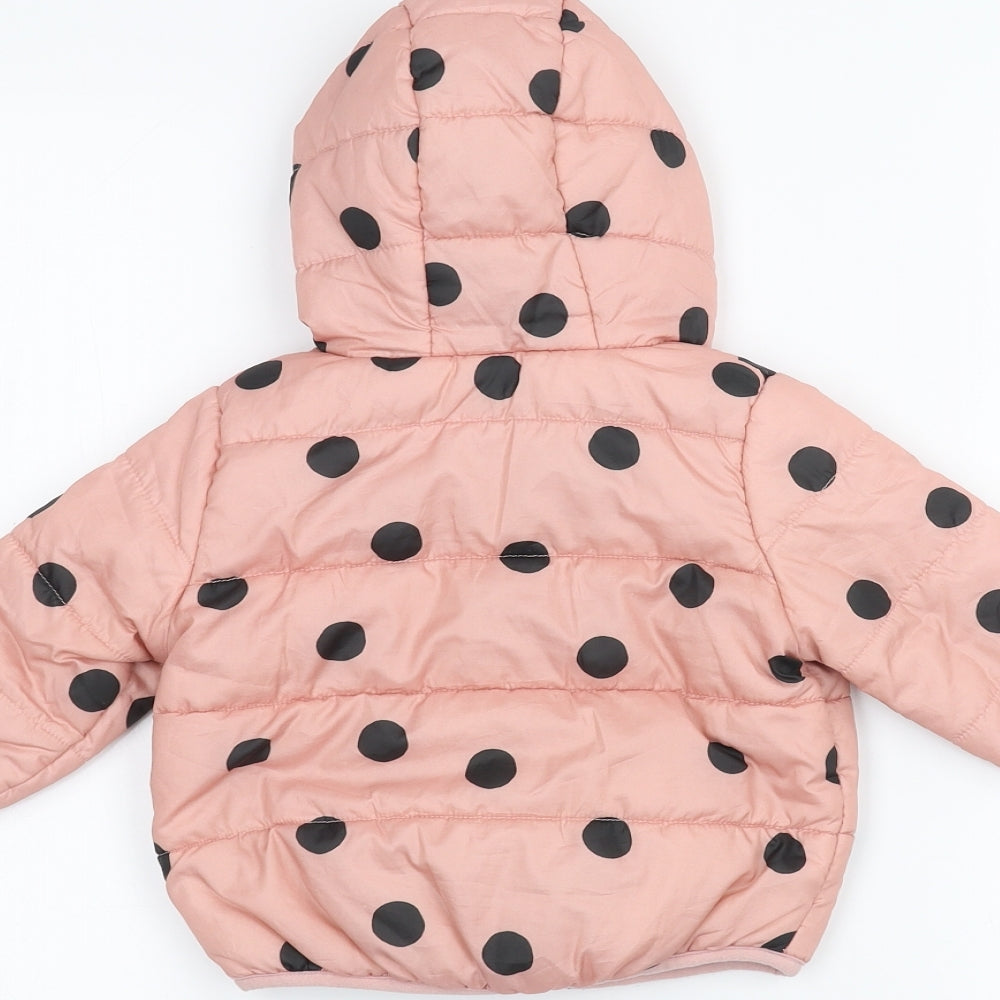 Marks and Spencer Baby Pink Polka Dot  Puffer Jacket Coat Size 3-6 Months