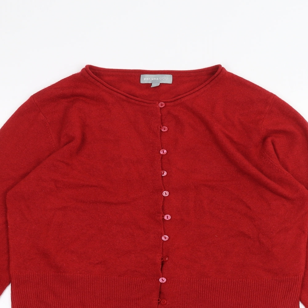 Per Una Womens Red   Cardigan Jumper Size 16