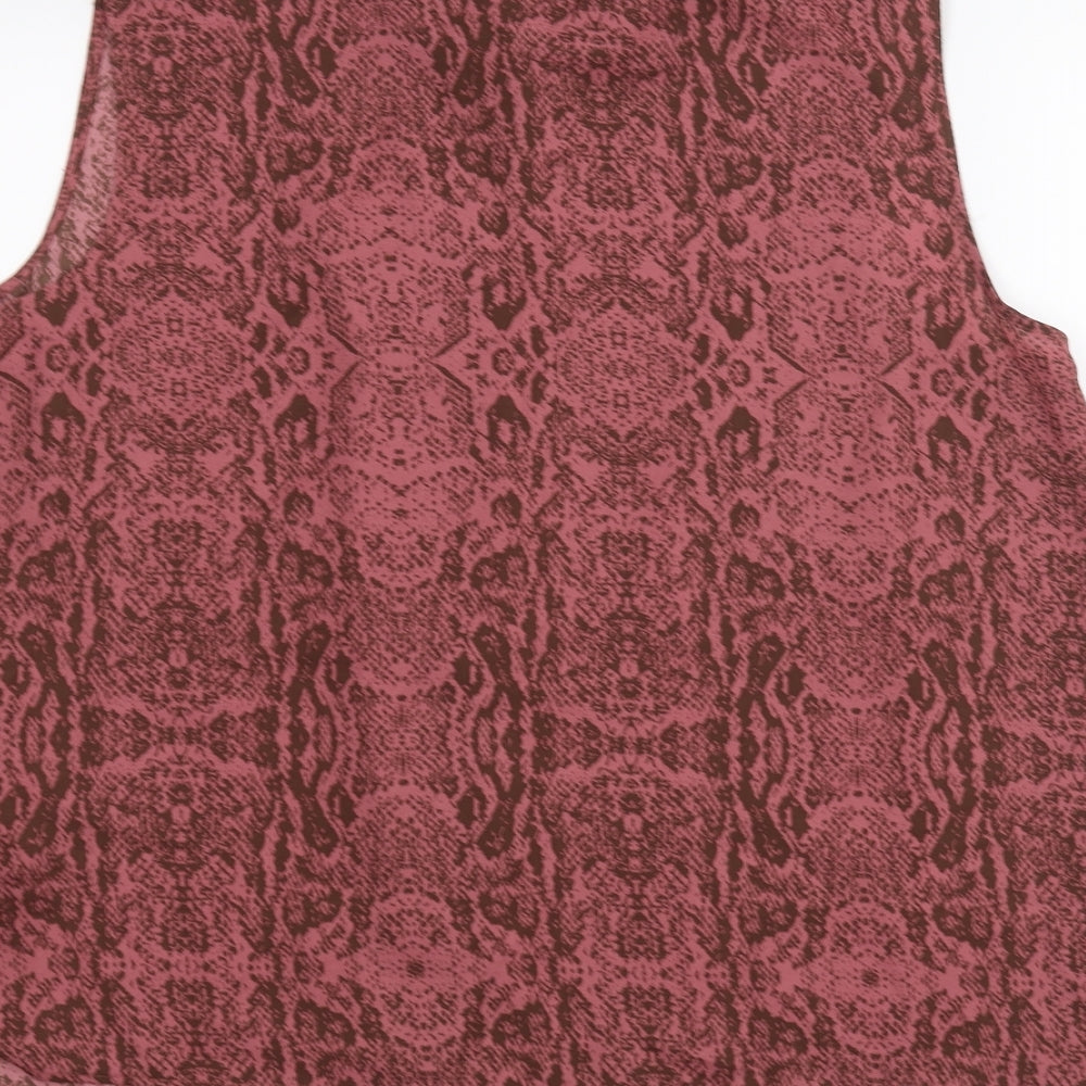 TU Womens Pink Animal Print  Basic Button-Up Size 18