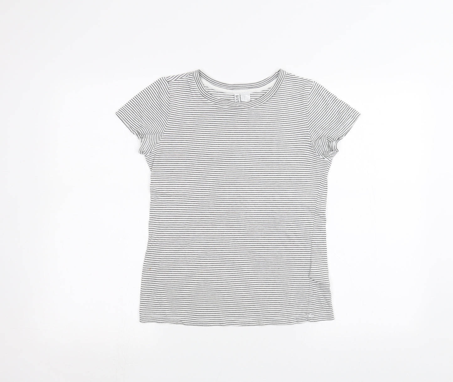 H&M Womens White Striped  Basic T-Shirt Size XS