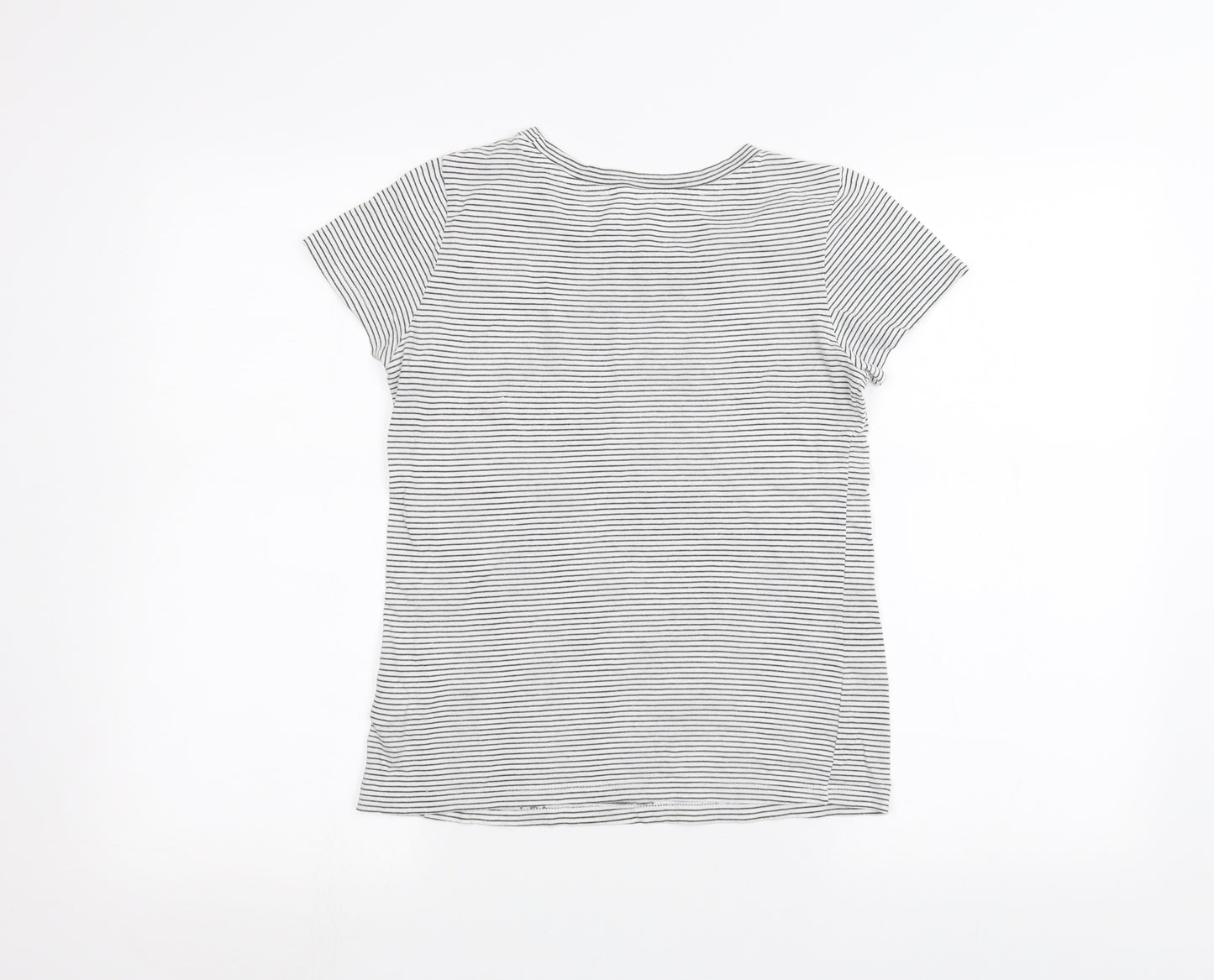 H&M Womens White Striped  Basic T-Shirt Size XS
