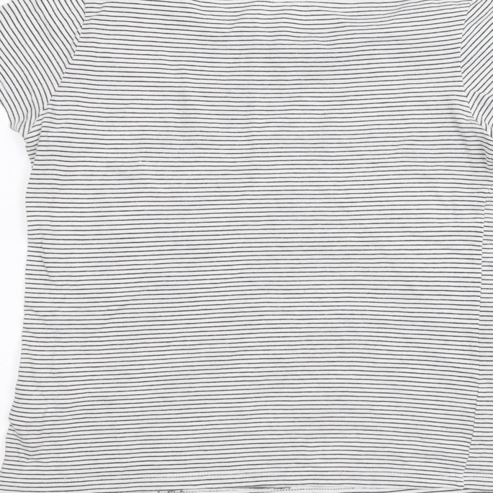 H&M Womens White Striped  Basic T-Shirt Size XS