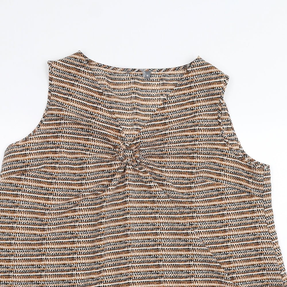 Matalan Womens Brown Polka Dot  Basic T-Shirt Size 18