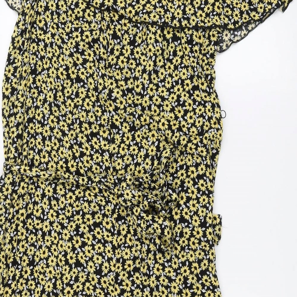 George Womens Black Floral  A-Line  Size 14