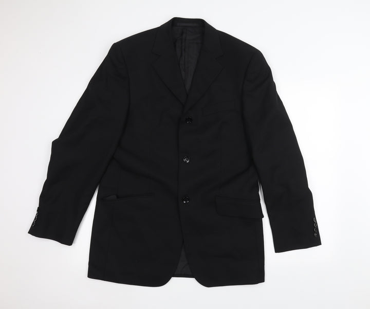 REMUS Mens Black   Jacket Suit Jacket Size 38