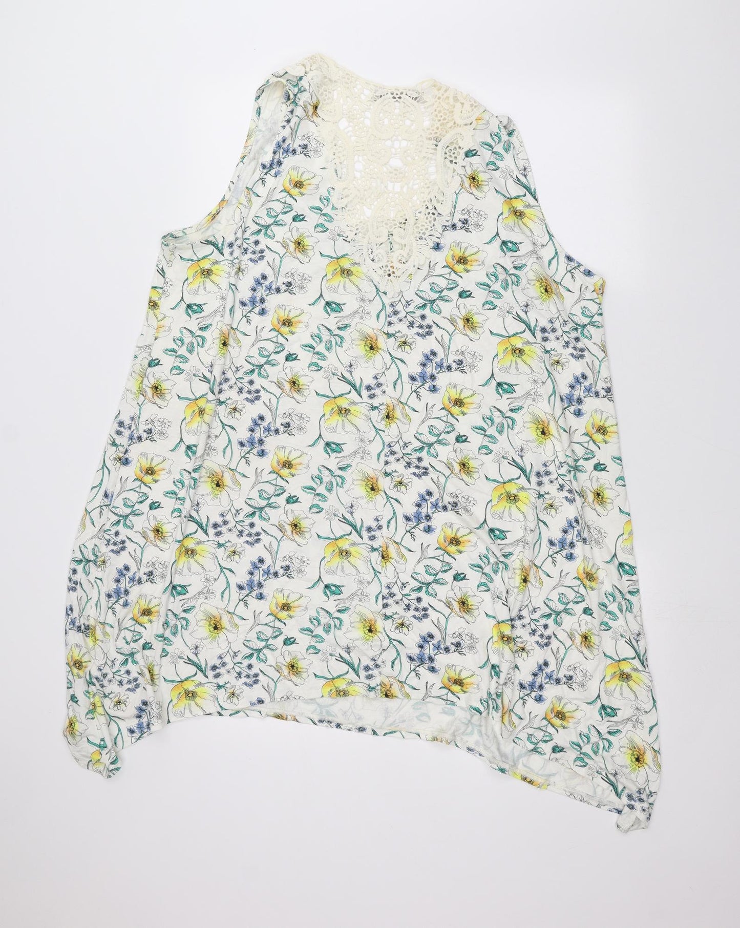 George Womens White Floral  Basic T-Shirt Size 20