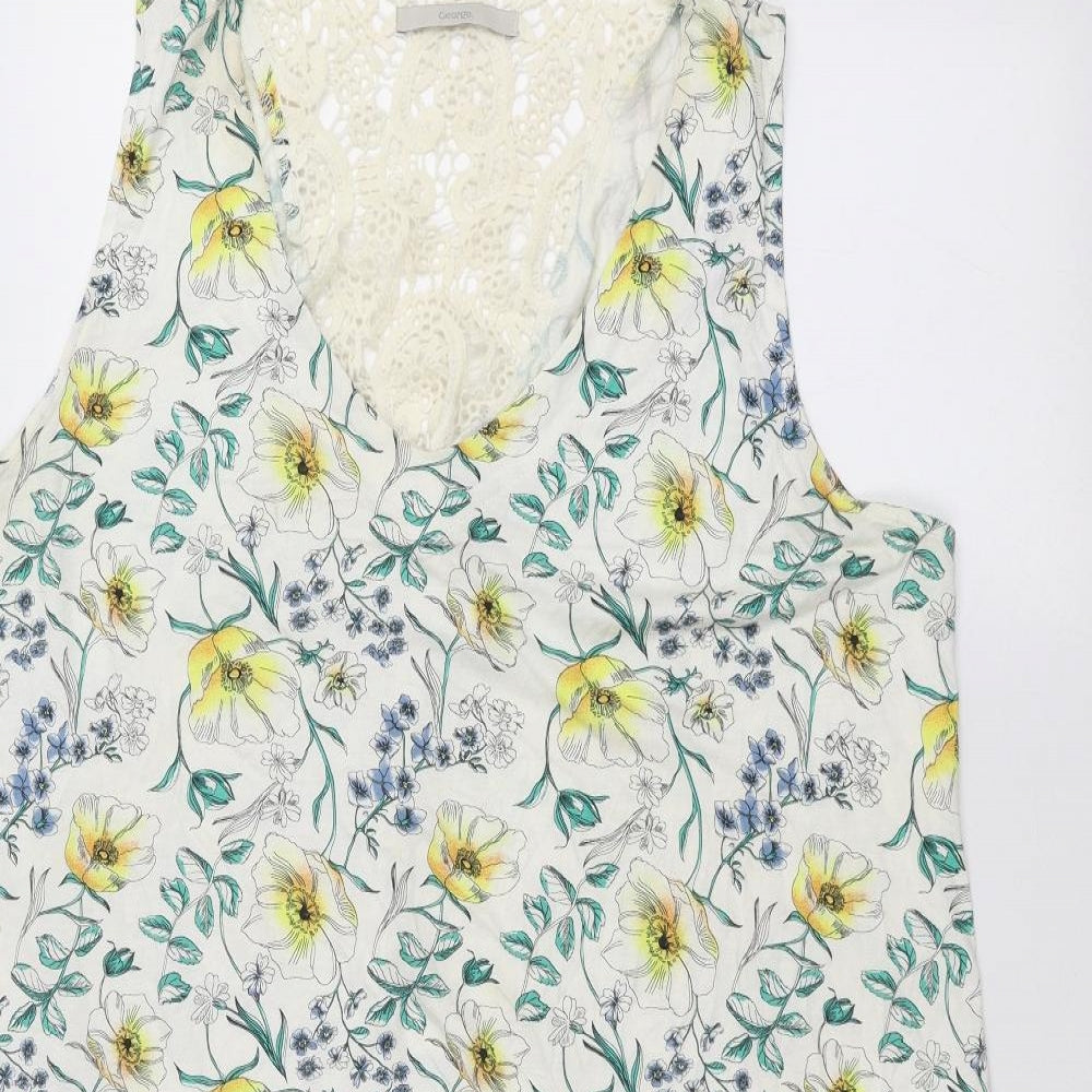 George Womens White Floral  Basic T-Shirt Size 20