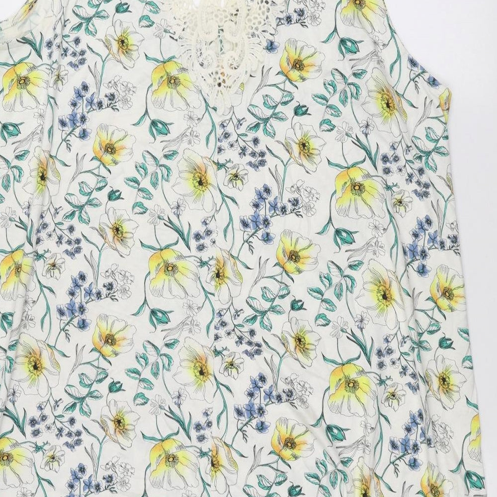 George Womens White Floral  Basic T-Shirt Size 20