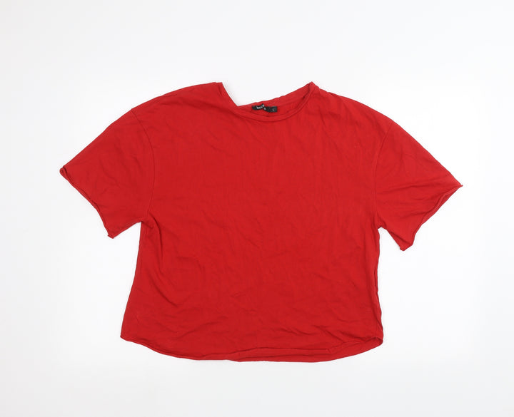 Boohoo Womens Red Basic T-Shirt Size L