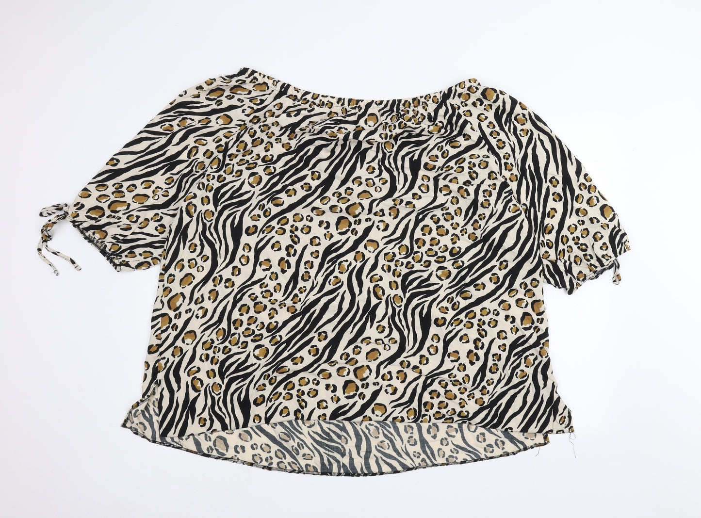 George Womens Brown Animal Print  Basic Blouse Size 24