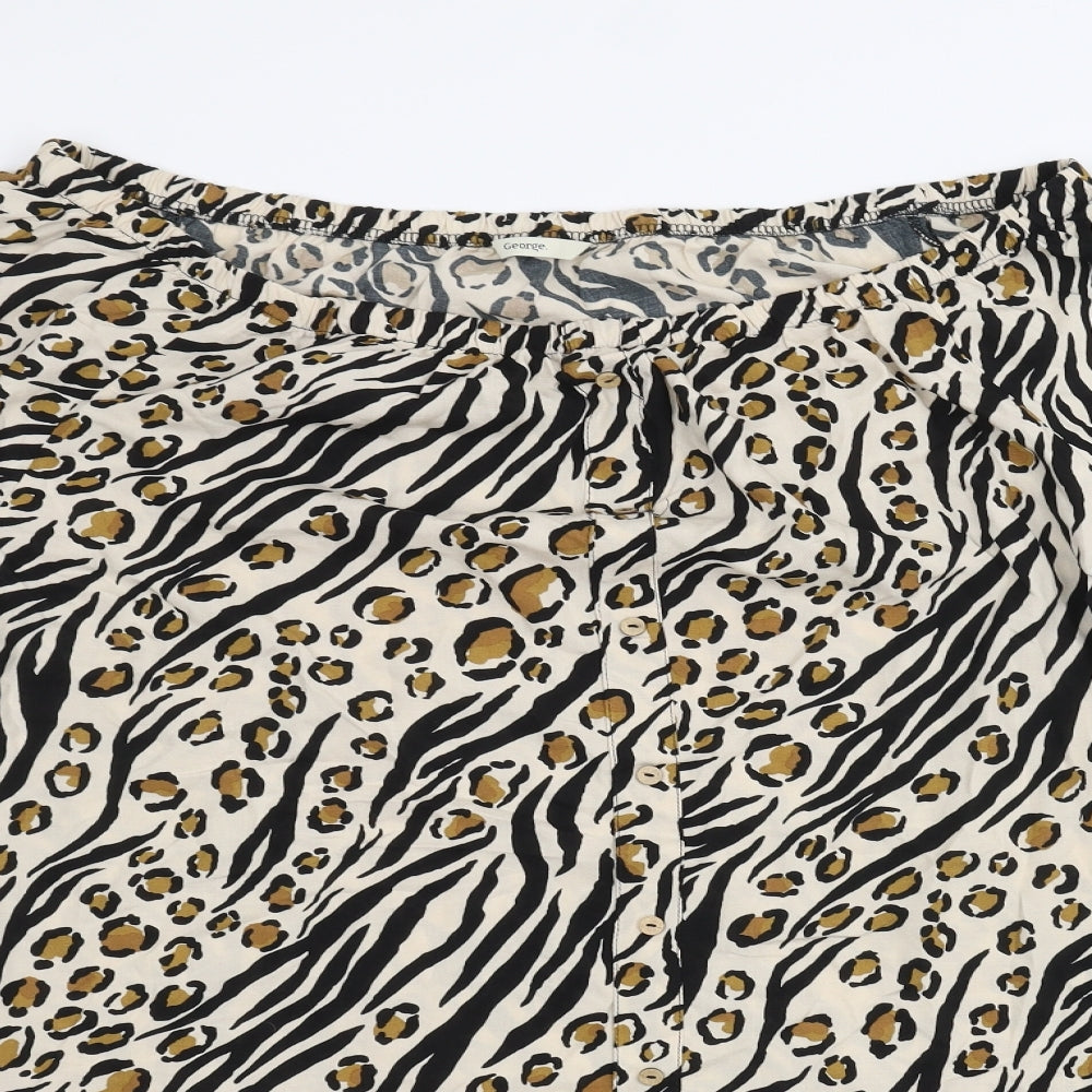 George Womens Brown Animal Print  Basic Blouse Size 24