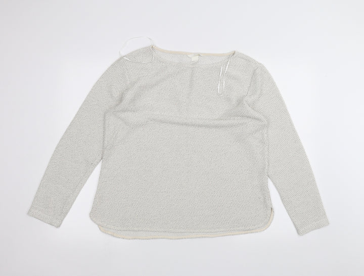 H&M Womens White   Pullover Jumper Size M
