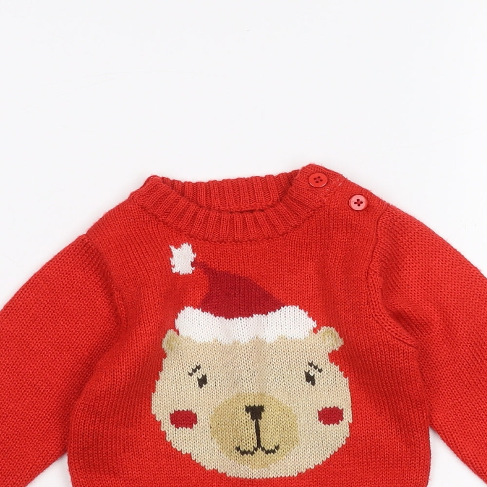 Preworn Baby Red   Pullover Jumper Size 3-6 Months  - Christmas