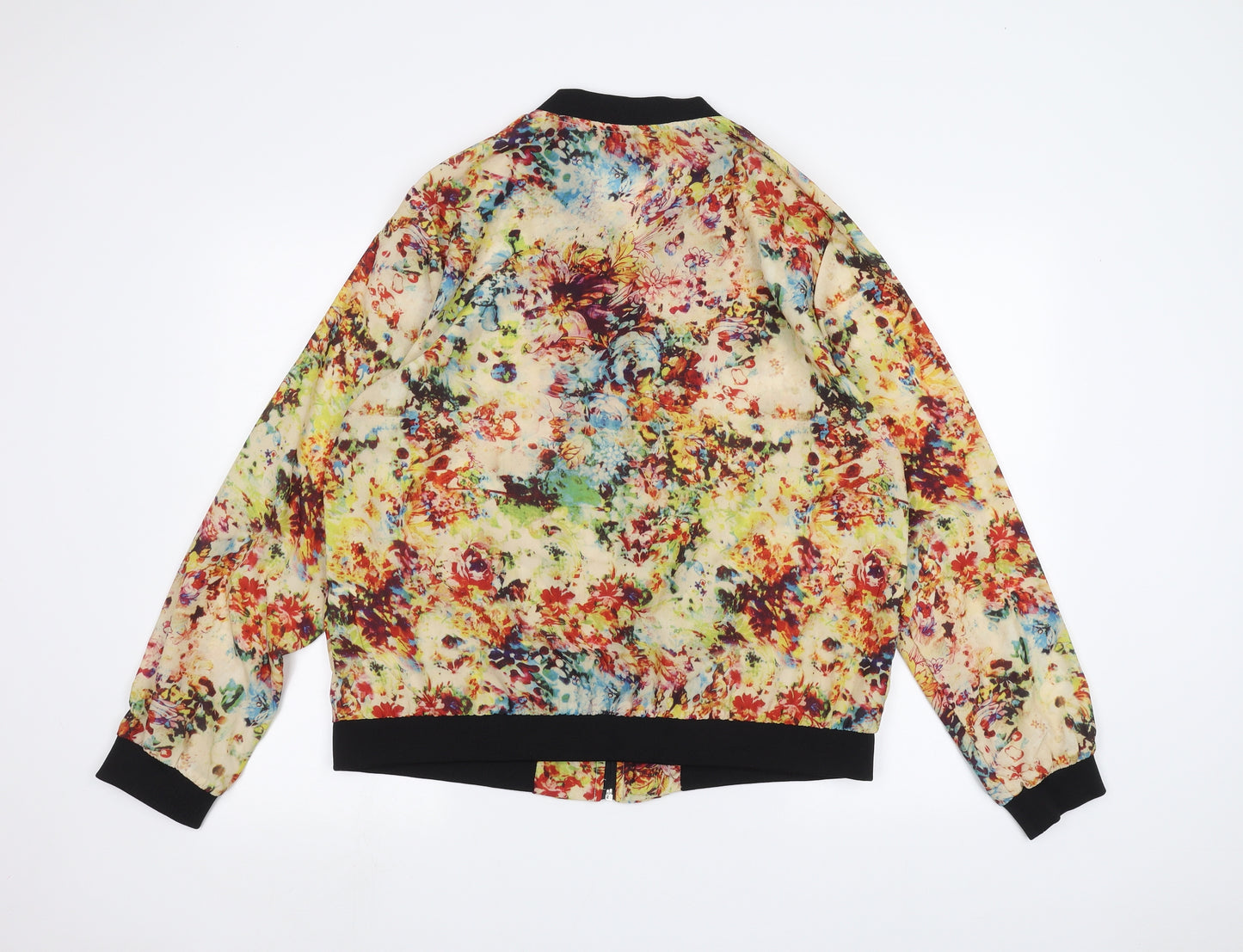 Adore Womens White Floral  Bomber Jacket Jacket Size 16