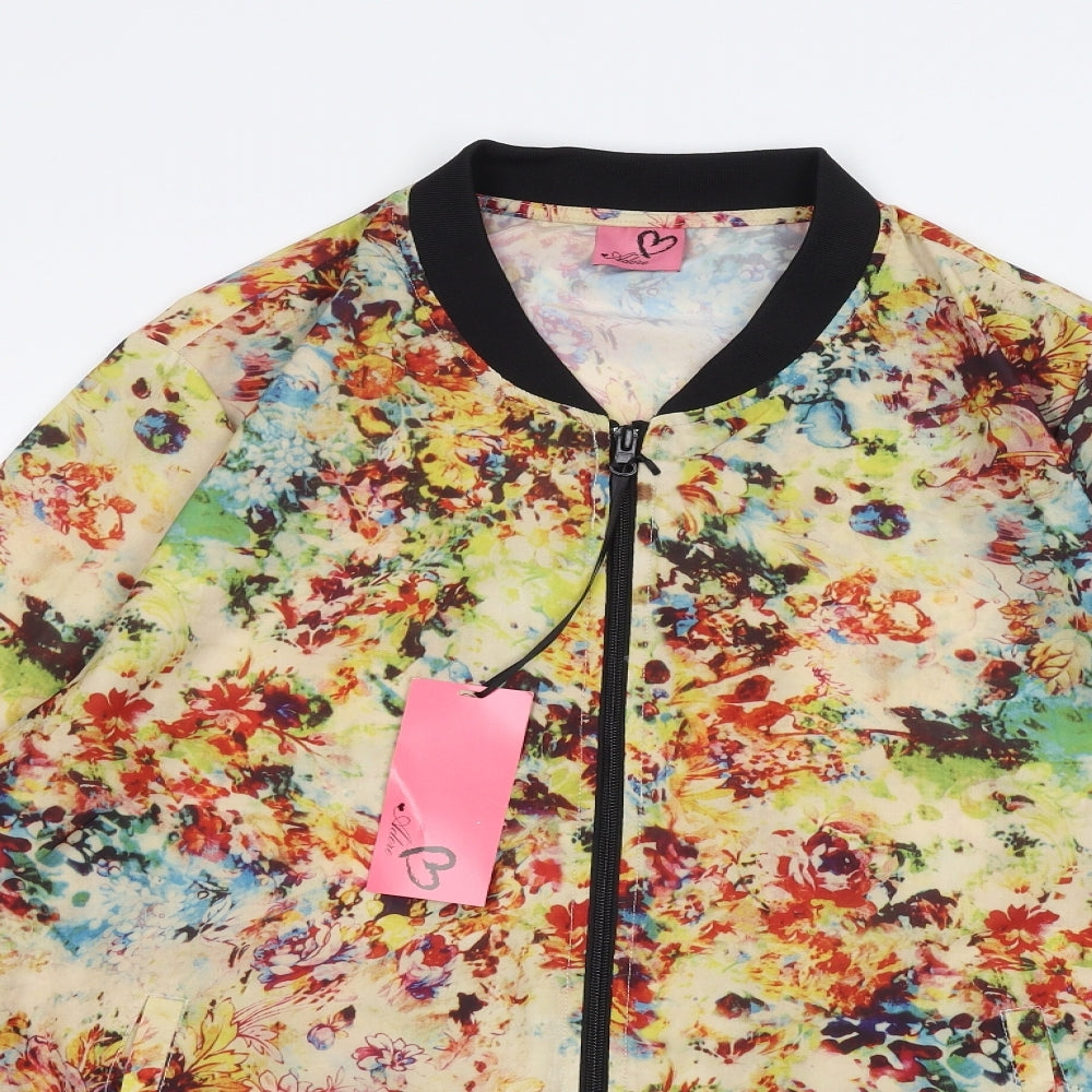 Adore Womens White Floral  Bomber Jacket Jacket Size 16
