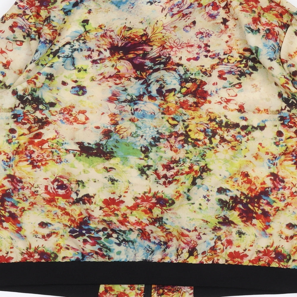 Adore Womens White Floral  Bomber Jacket Jacket Size 16