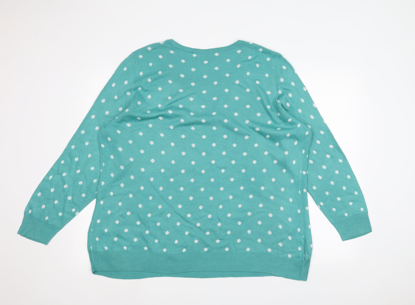 Preworn Womens Blue Polka Dot  Pullover Jumper Size 16