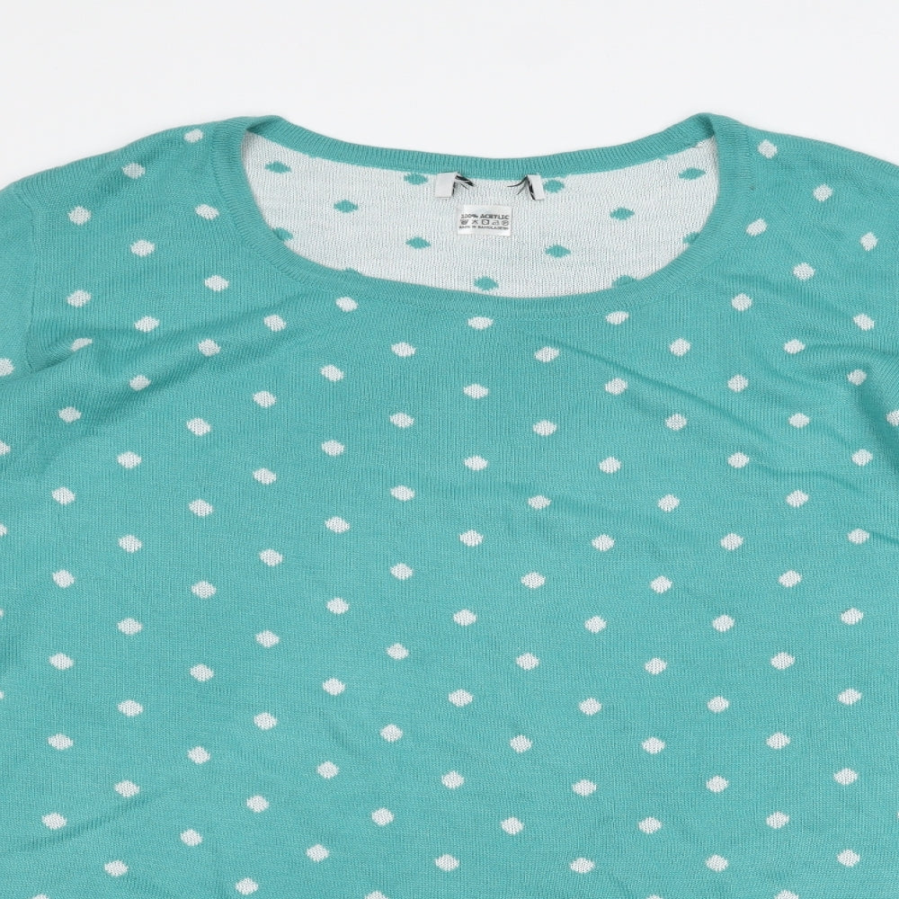 Preworn Womens Blue Polka Dot  Pullover Jumper Size 16