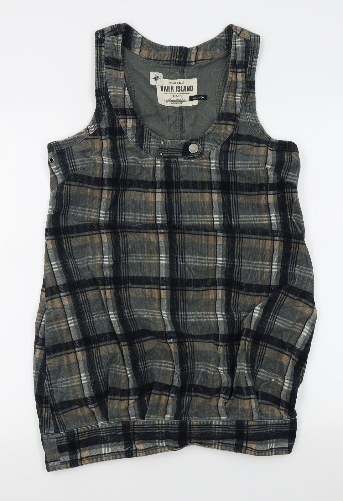 River Island Womens Grey Plaid  Pinafore/Dungaree Dress  Size 10