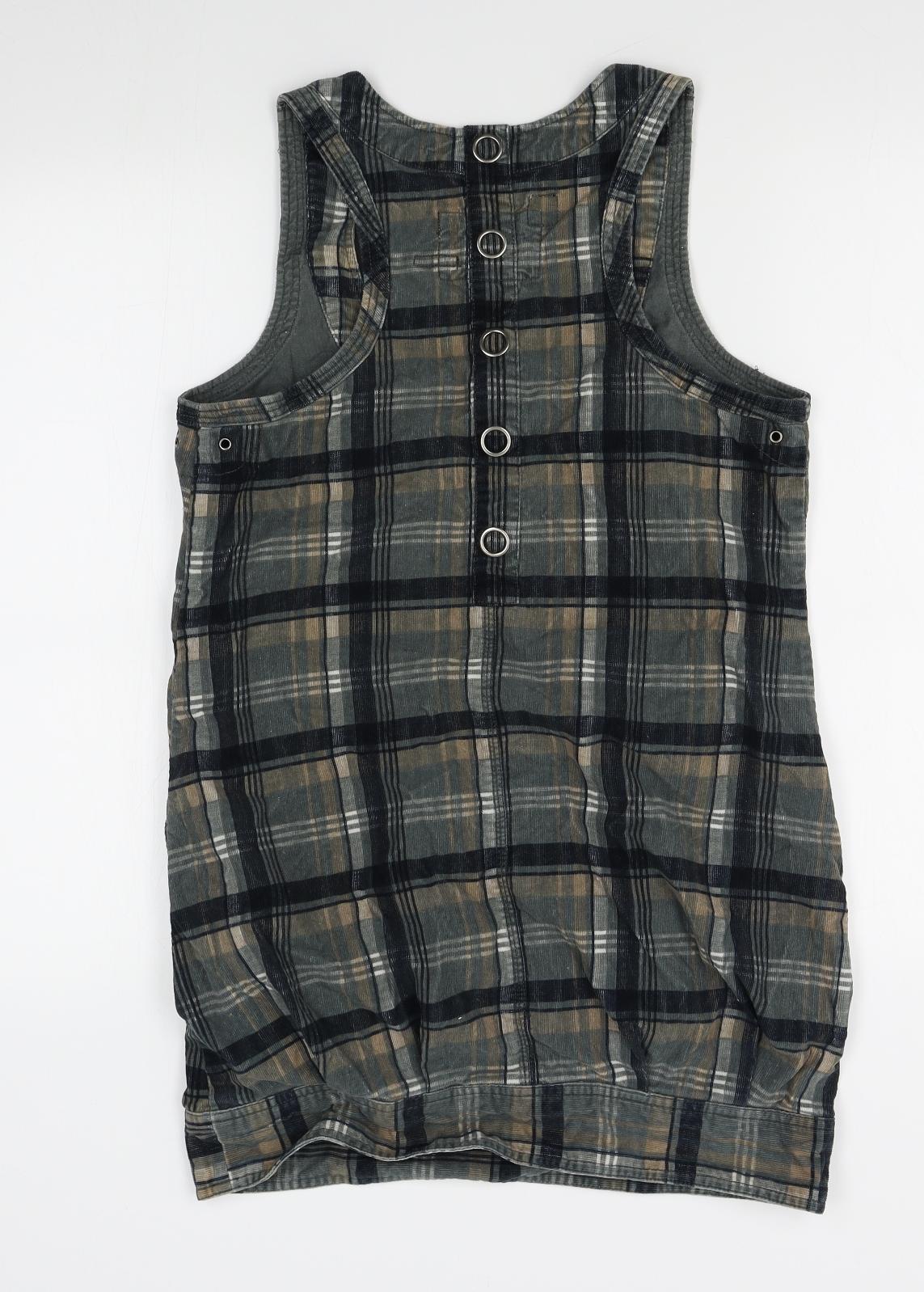 River Island Womens Grey Plaid  Pinafore/Dungaree Dress  Size 10