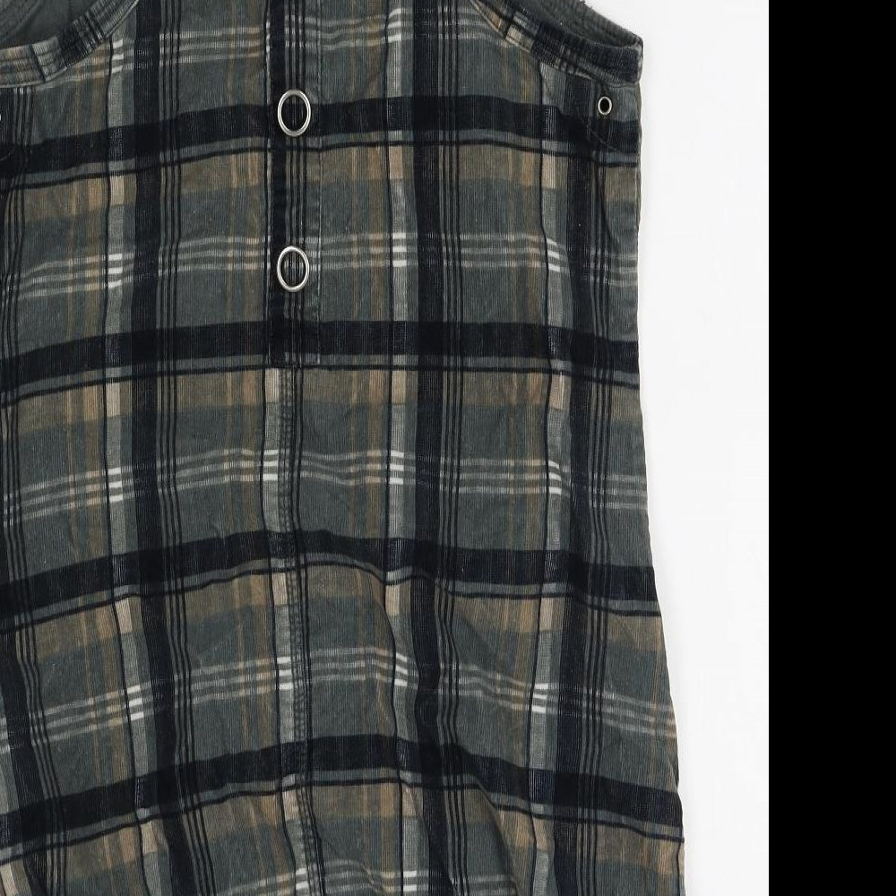 River Island Womens Grey Plaid  Pinafore/Dungaree Dress  Size 10