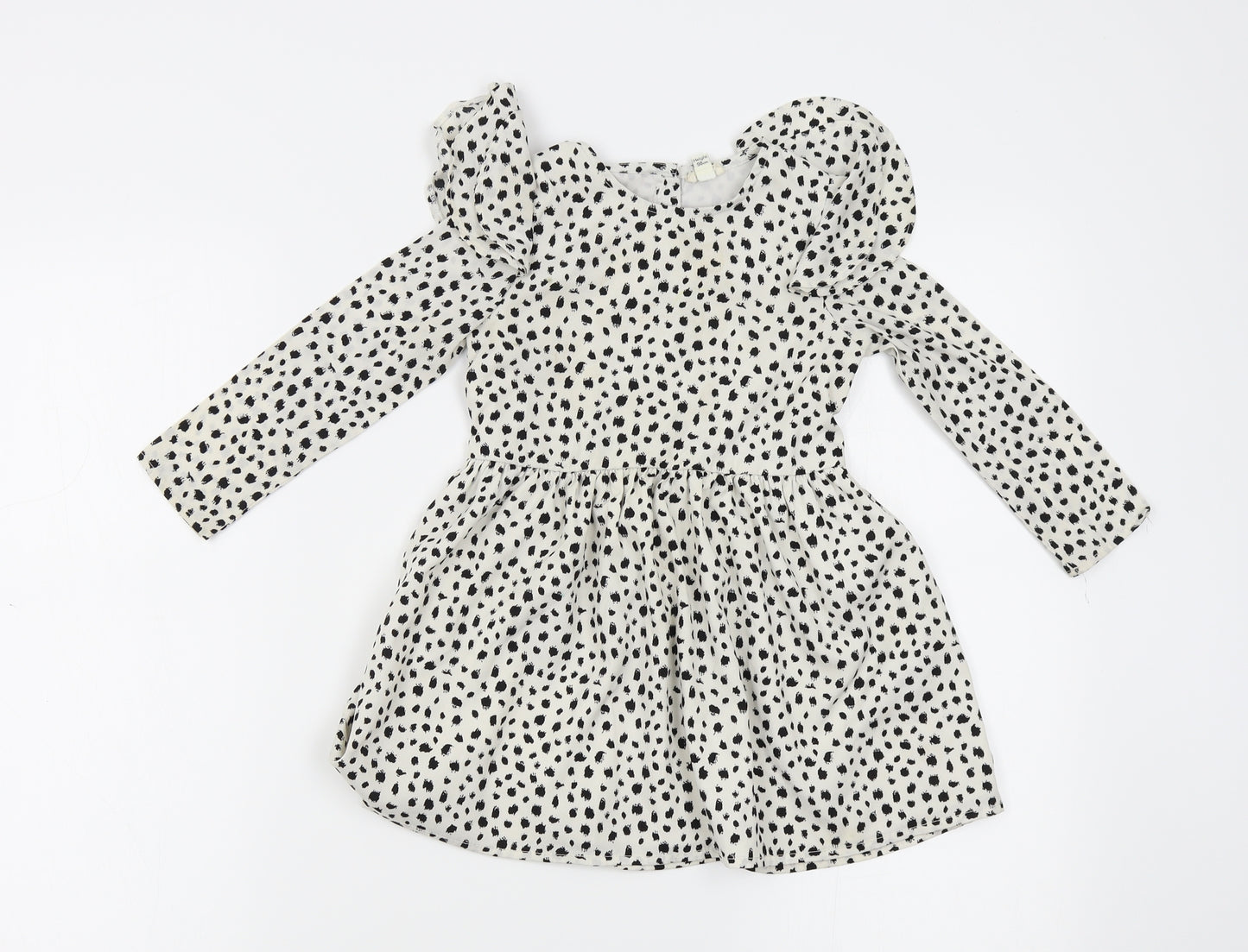 River Island Girls White Animal Print  Fit & Flare  Size 2-3 Years