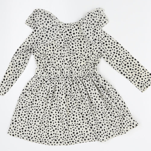 River Island Girls White Animal Print  Fit & Flare  Size 2-3 Years
