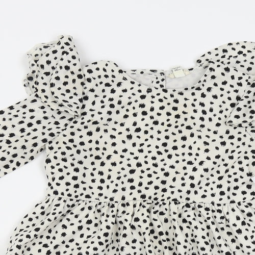 River Island Girls White Animal Print  Fit & Flare  Size 2-3 Years