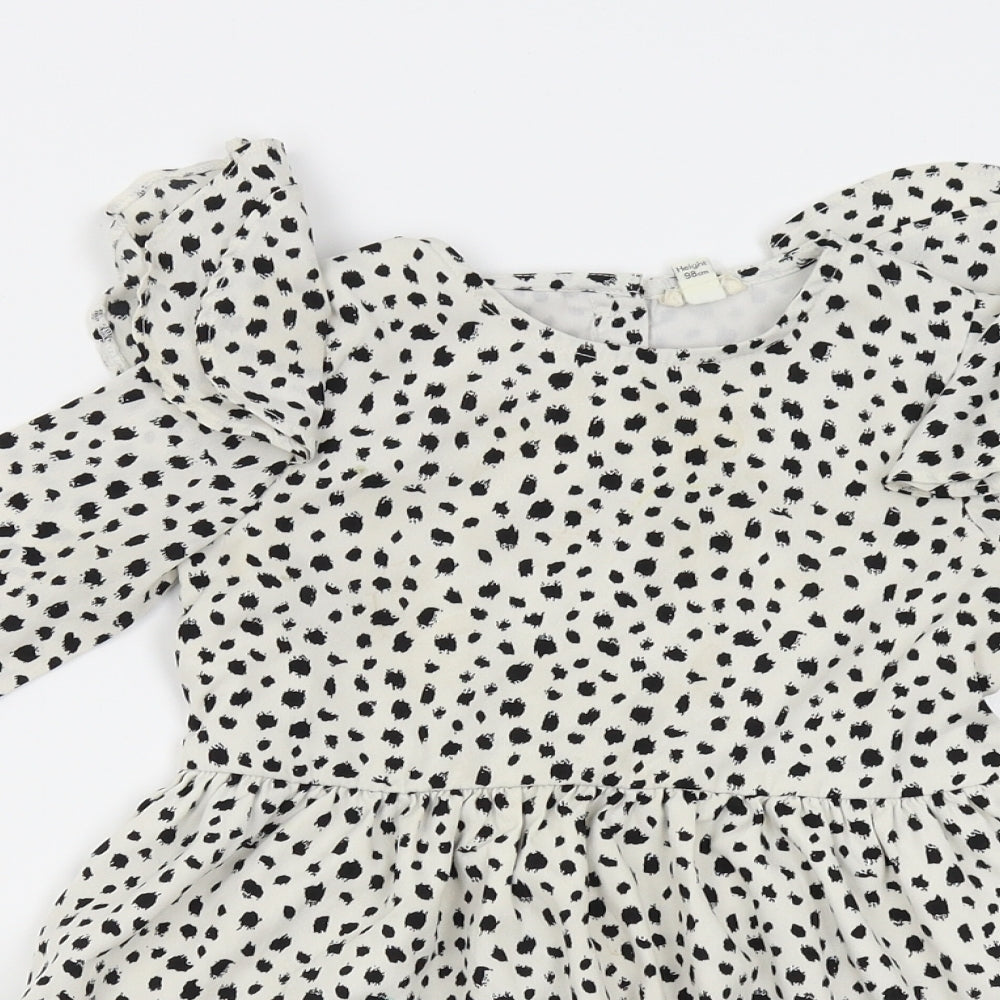 River Island Girls White Animal Print  Fit & Flare  Size 2-3 Years