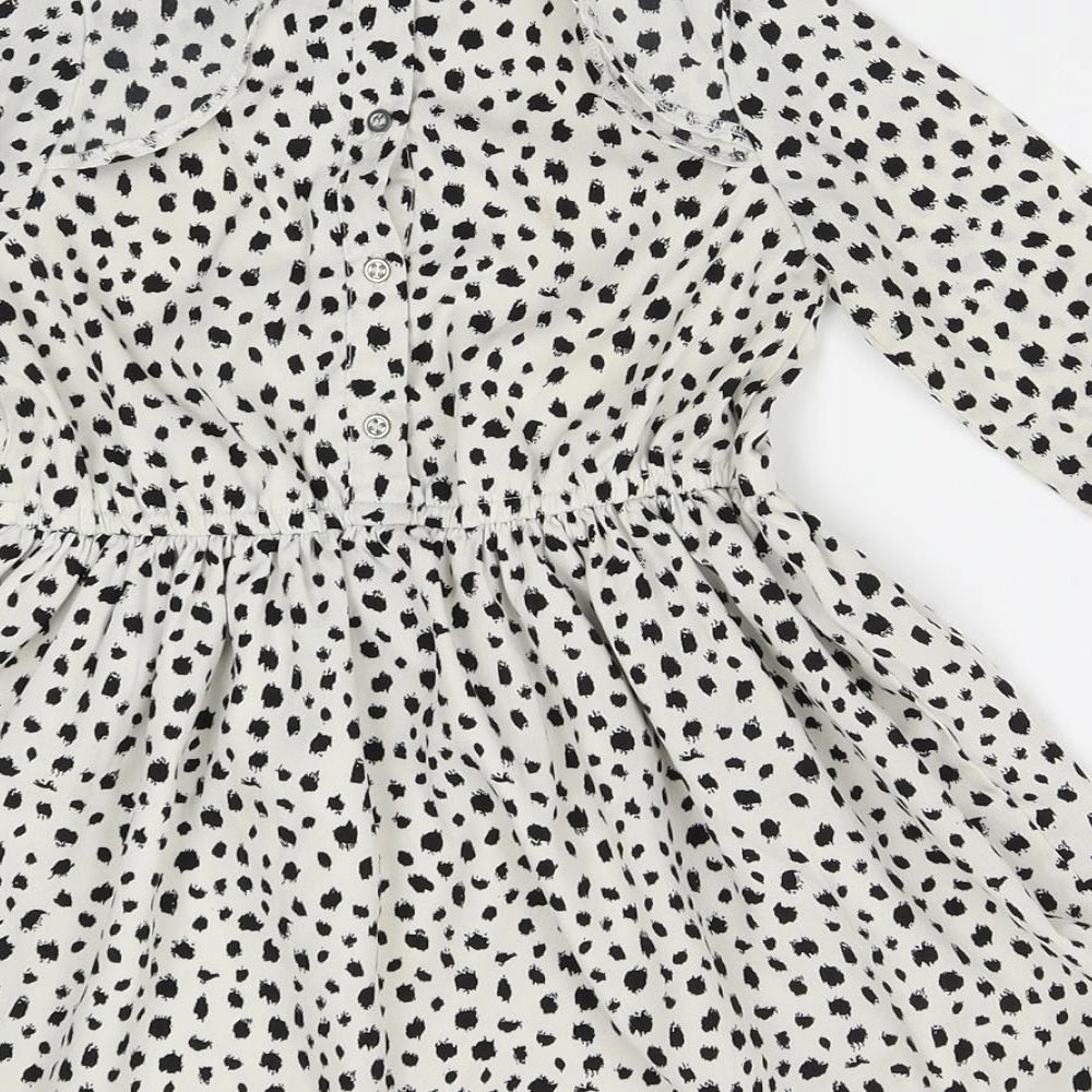 River Island Girls White Animal Print  Fit & Flare  Size 2-3 Years
