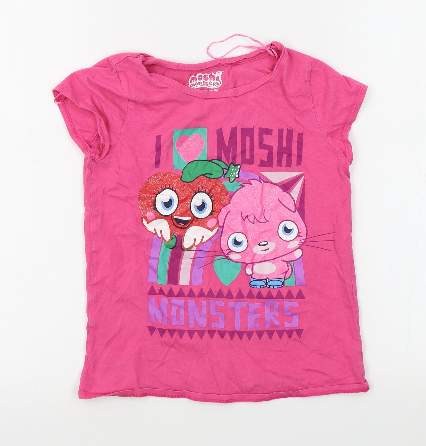 George Girls Pink   Basic T-Shirt Size 9-10 Years  - moshi monsters